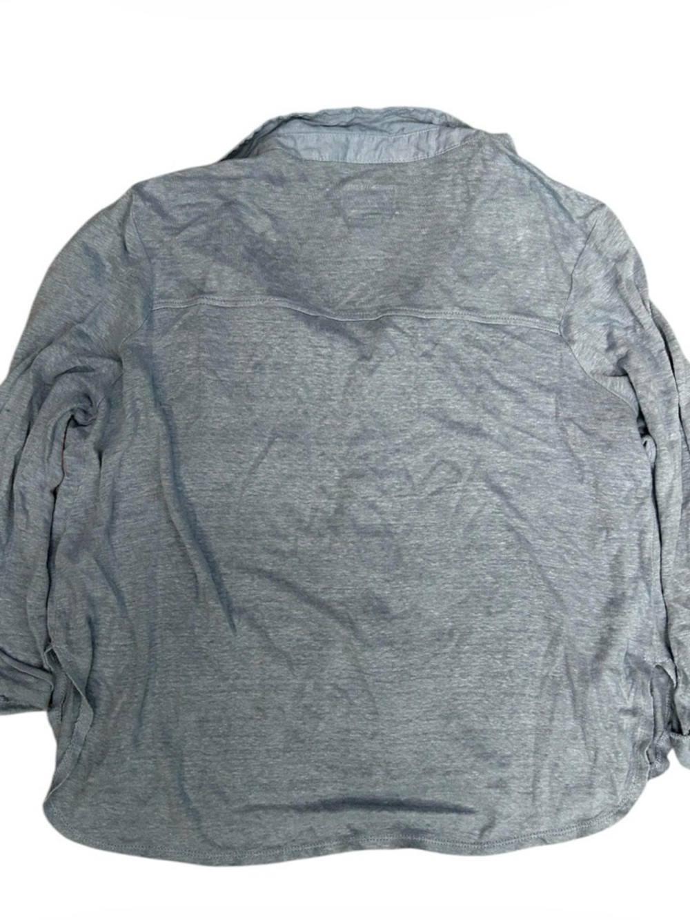 Sigrid Olsen Light Blue Linen Rolled Sleeve Button Front Shirt Sz L - Picture 2 of 4